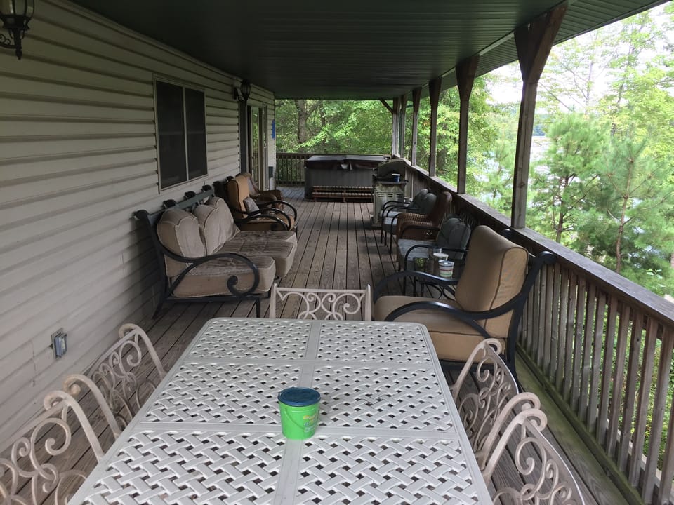 50 foot long deck overlooking the lake