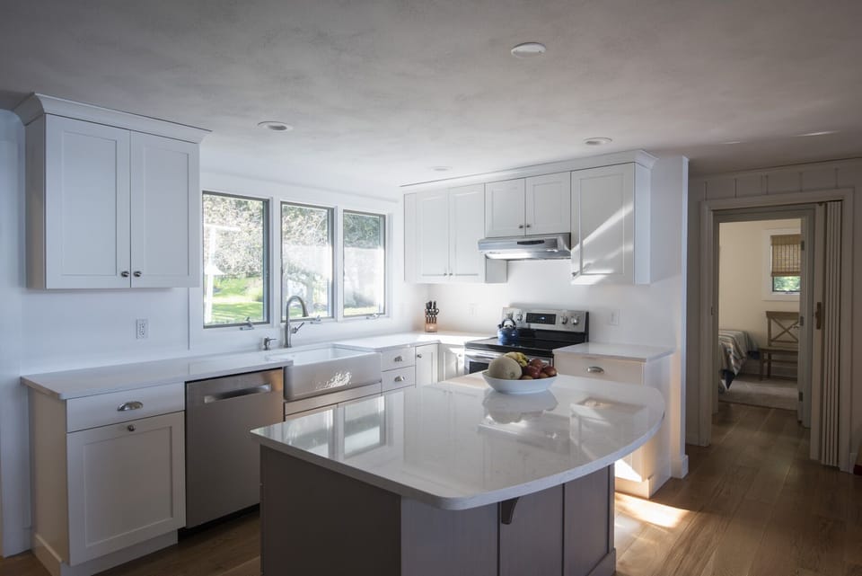 Kitchen with farm sink