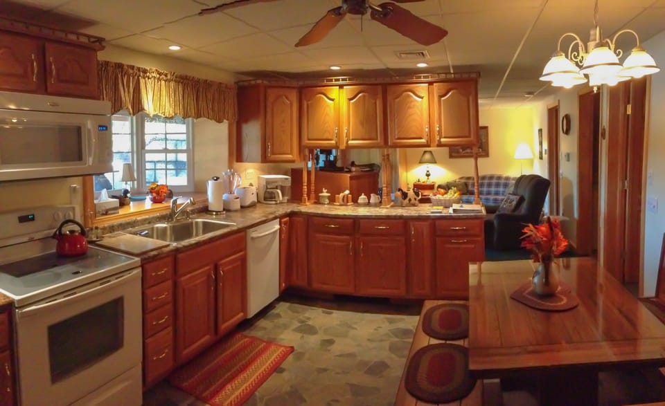 Another View of Kitchen with Living room in background