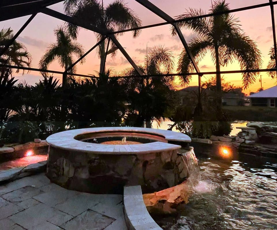 Enjoy spectacular sunsets from the outdoor spa!