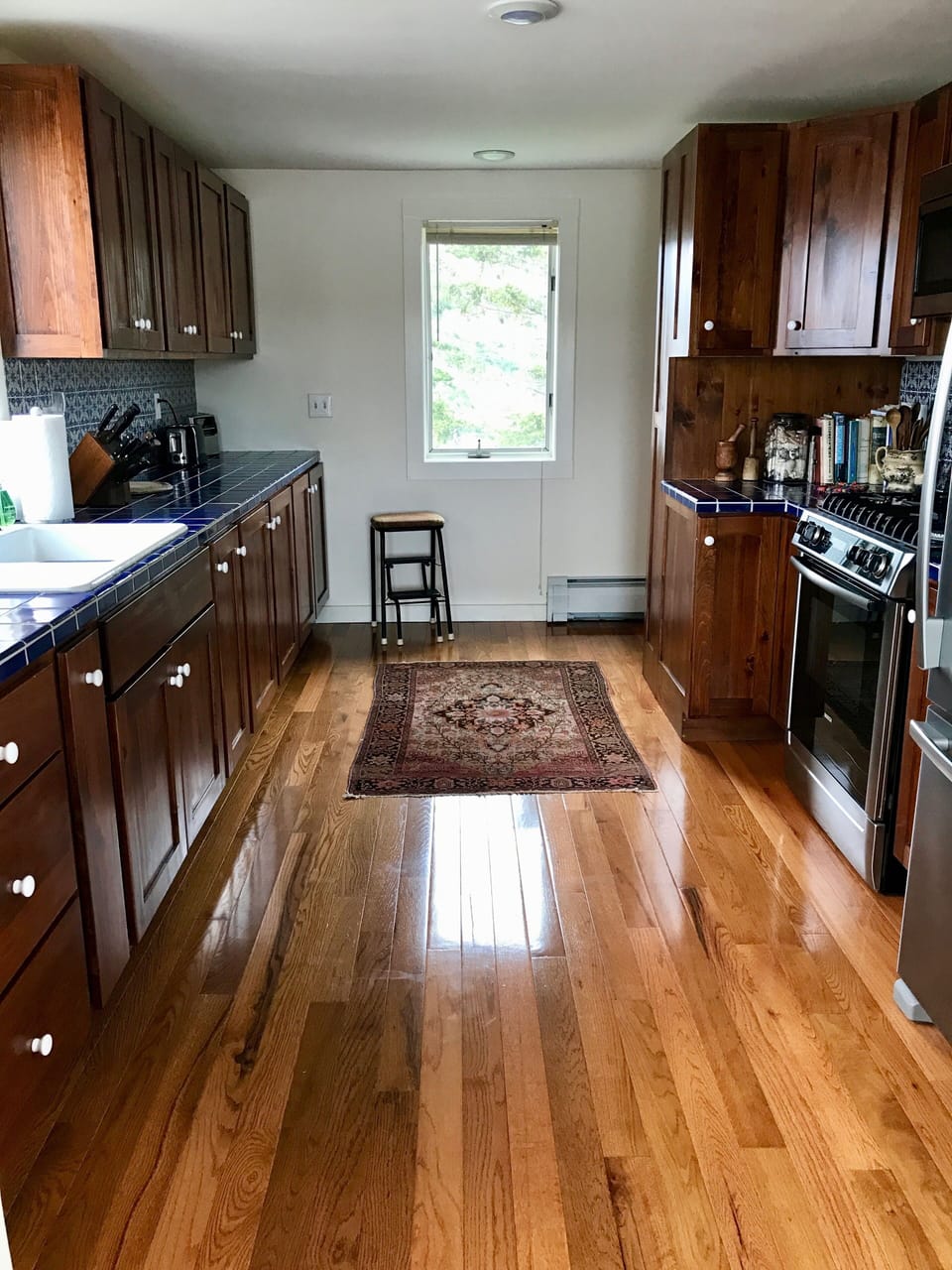 Kitchen has everything you need, and a view