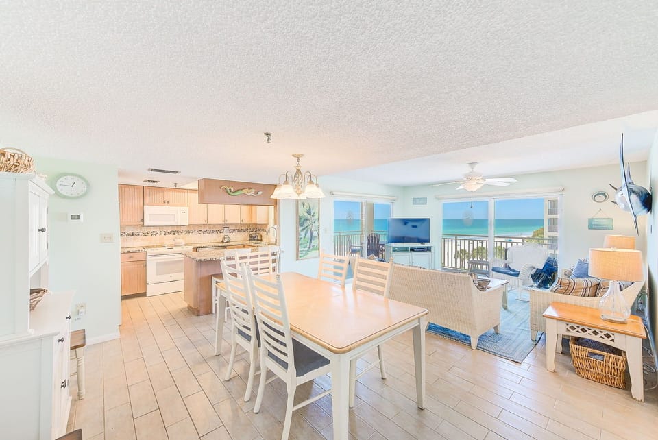 Open concept living room dining room.