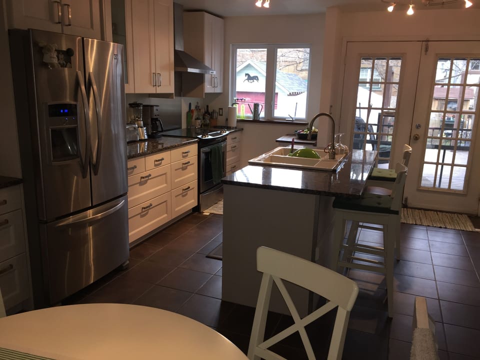 Kitchen with doors to back porch