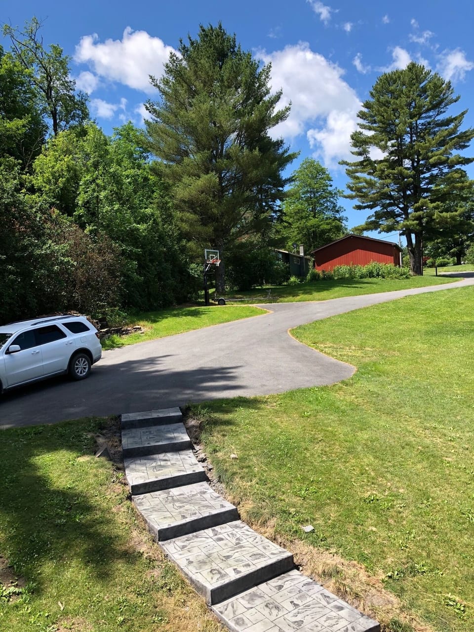 Large Private Drive with Basketball Hoop Area 