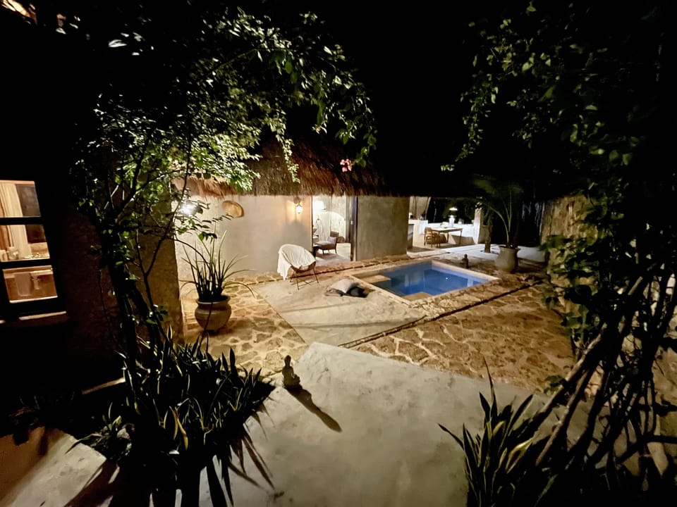 Night view of back of home 