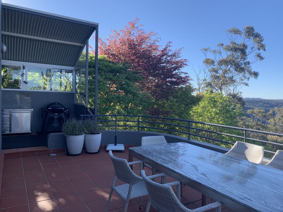 Out door dining area with the National park view