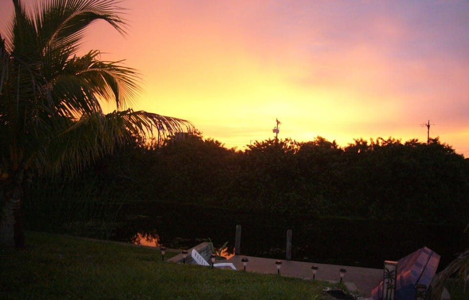 sunrise over the canal back faces east, gets south sun almost all day as well