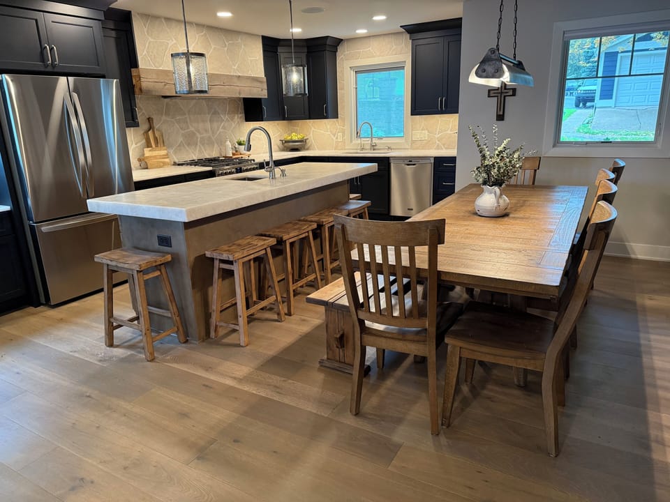 Designer kitchen that seats 16 people