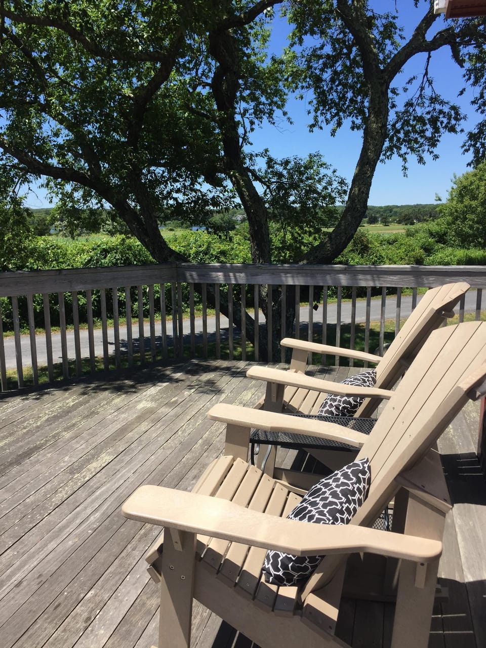 Relax in these Adirondack chairs with morning coffee, book, or an evening sunset