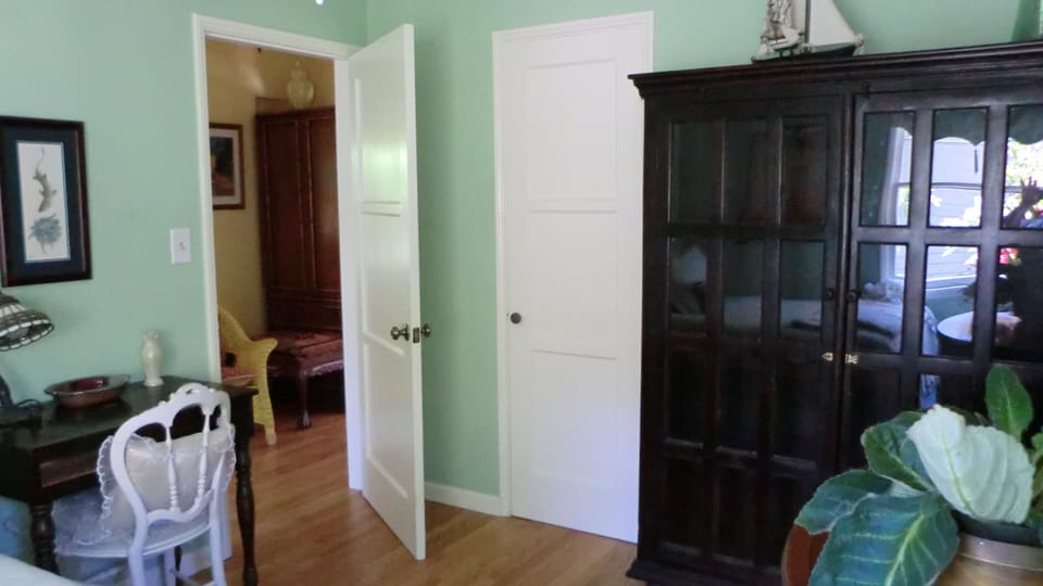 Tranquil Bedroom w Writing Desk, Walk-in Closet, Armoire, Door to Hall and Bath