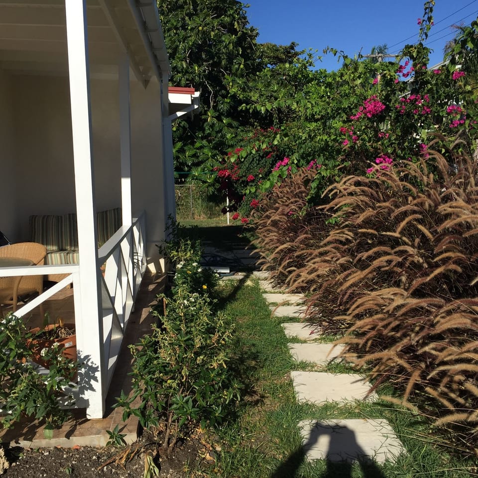 Private garden and walk way to laundry room.