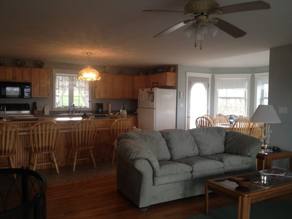 Living room, kitchen, breakfast nook, 1st floor with ocean views.