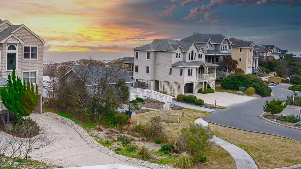 East View-Sunrise over Beach Access past Oceanfront Pool and Snack Bar
