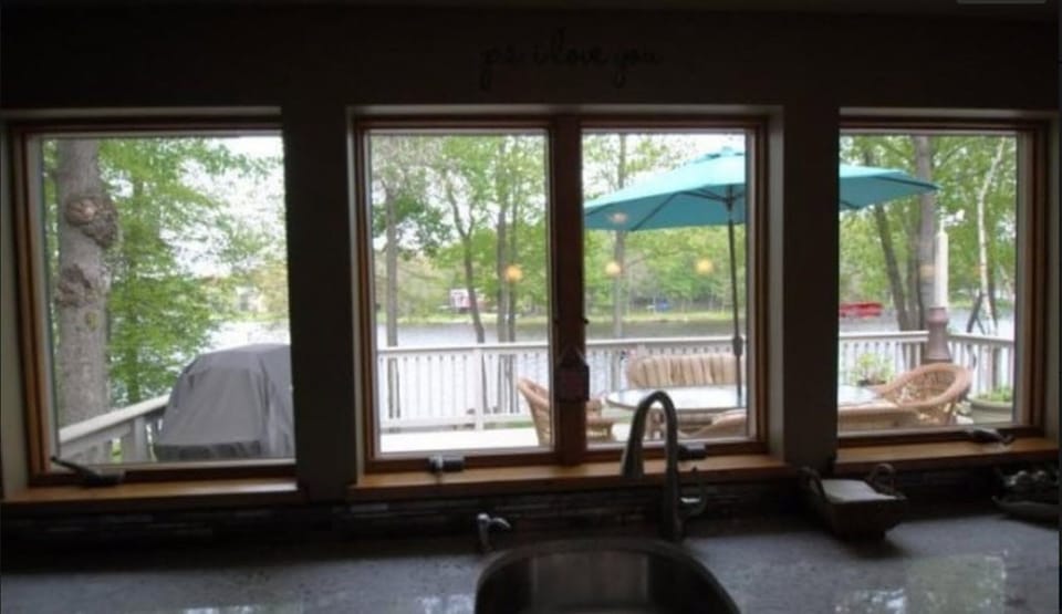 View of the lake from the kitchen.