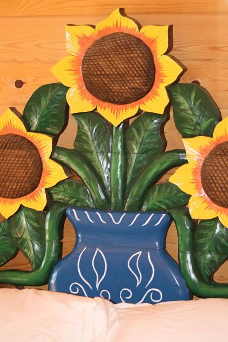 Hand carved/painted headboard.