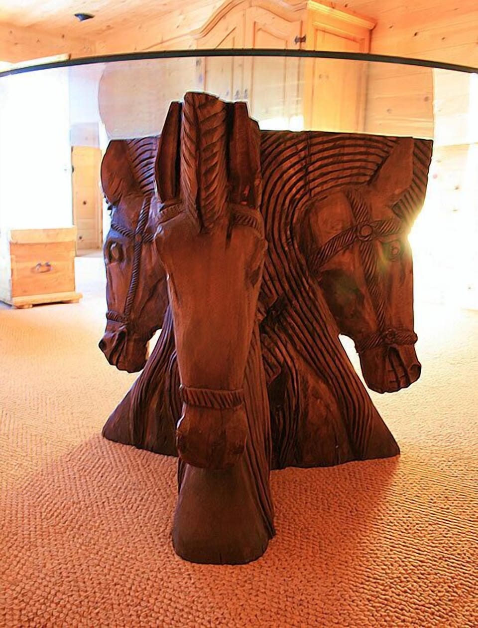 Hand carved dining room table.