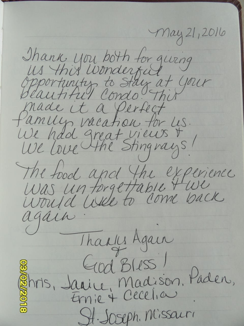 Halbirt guestbook note