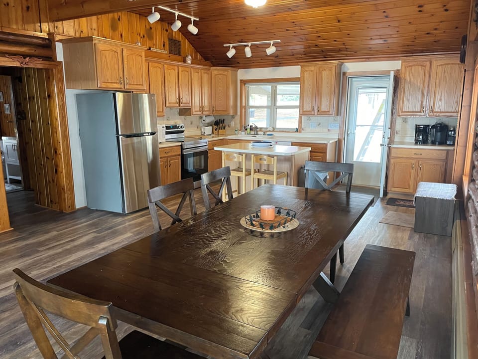 There is a large kitchen that opens into the great room.