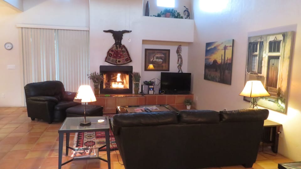 gas burning fire place-sometimes needed on a chilly night