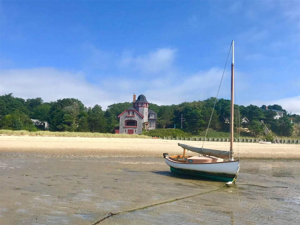 Low tide - a fun time to watch the oystermen at work!