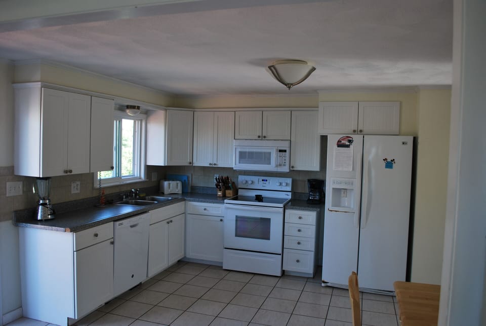 Bright kitchen, new appliances- viewing kitchen from dining room 