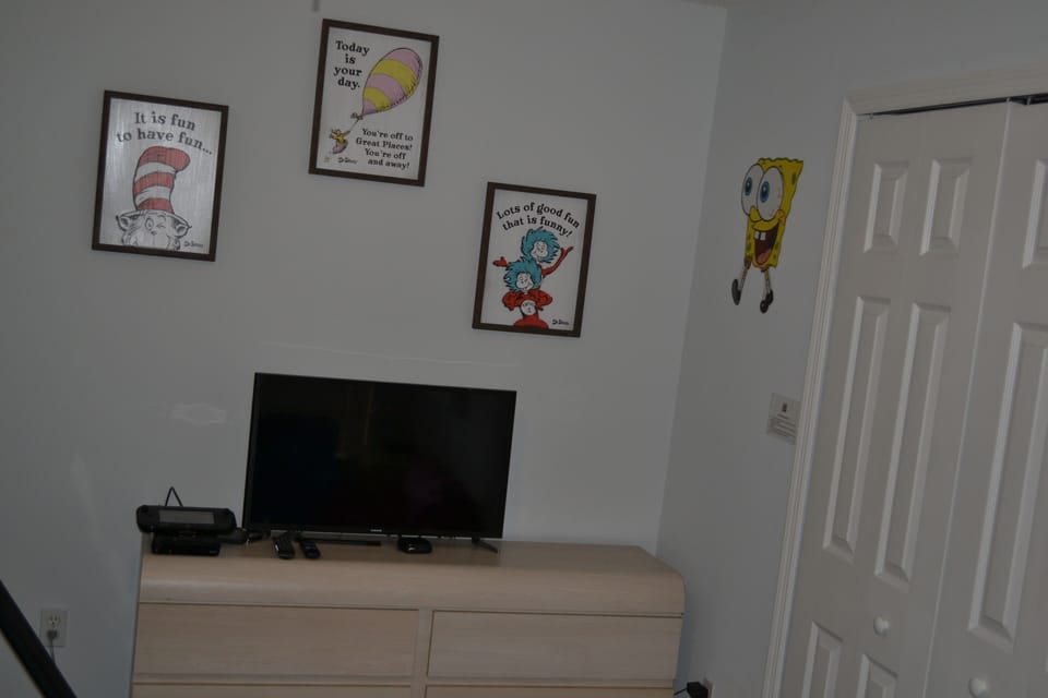 Cable TV with Disney+, Paramount and Amazon Prime.  Wii U for gaming.