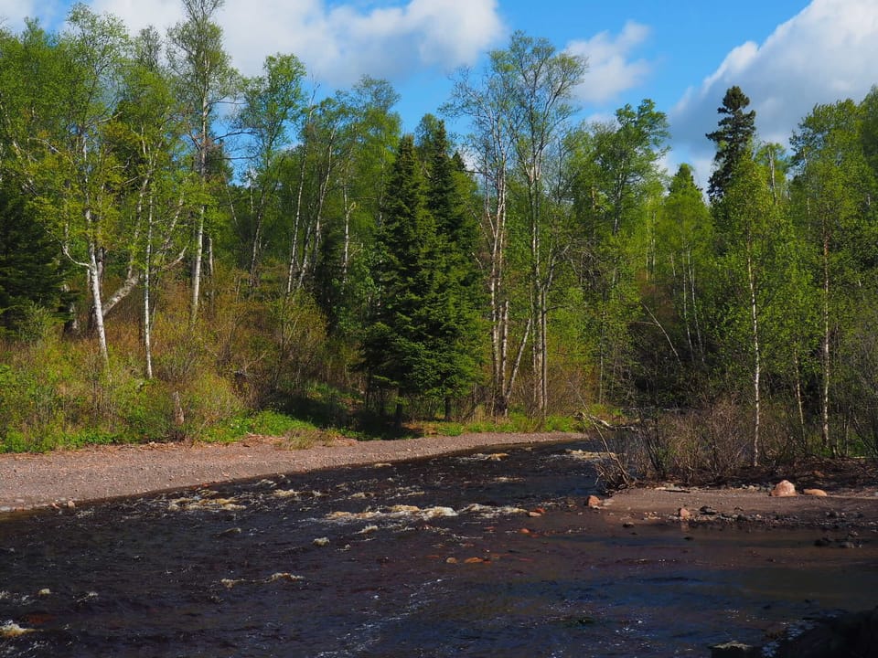 Where the Cross River meets Lake Superior.  Less than a minute walk.
