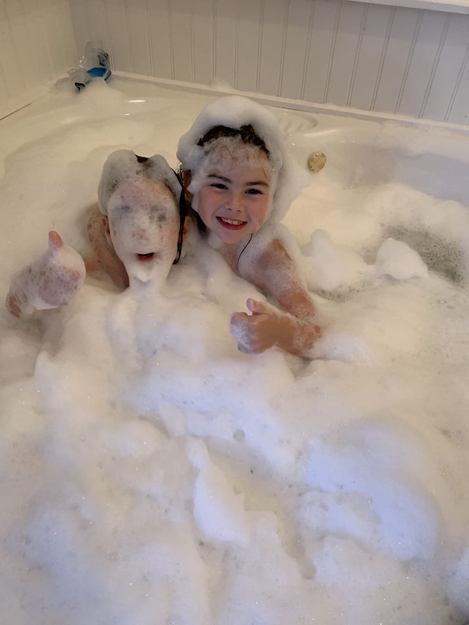 Granddaughters in the whirlpool tub. It's a must after a day at the beach. 