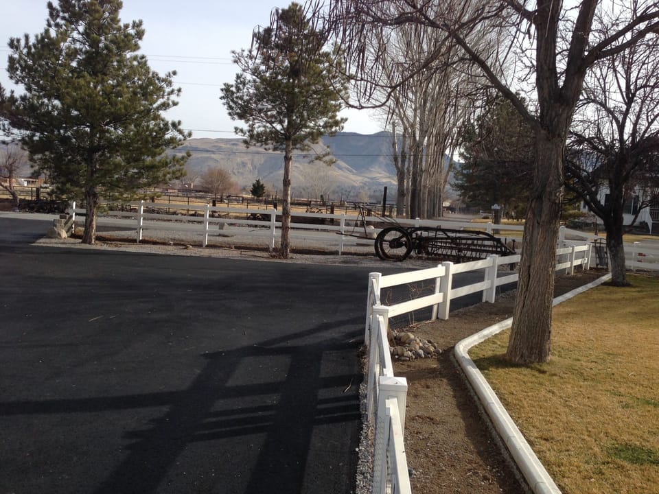 Newly paved parking area.