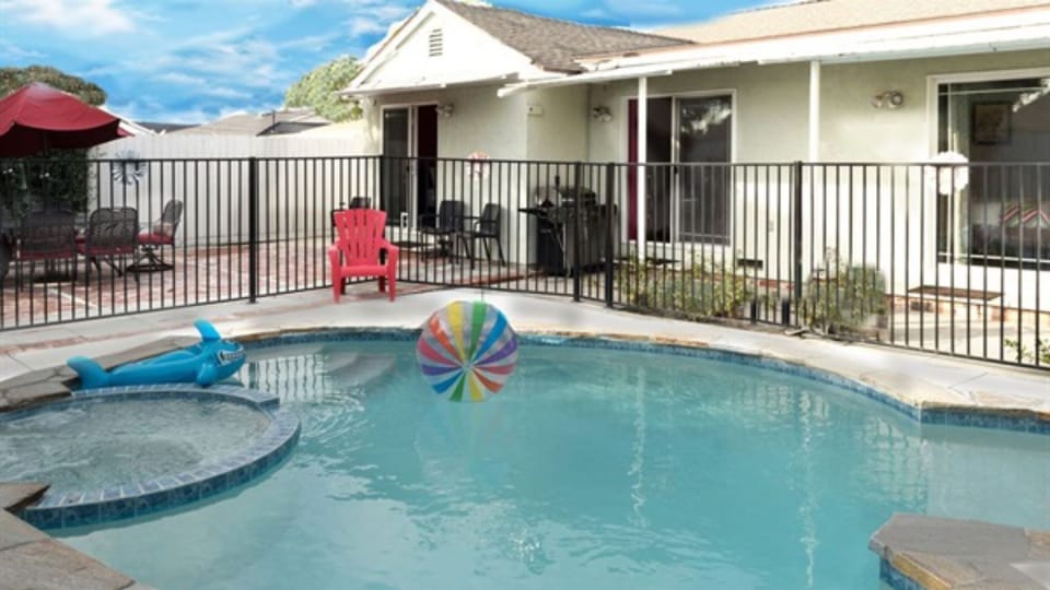 Sparkling heated pool and spa