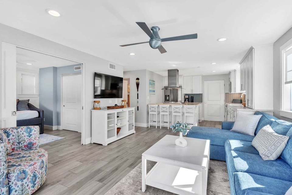 Bright open-concept living and kitchen area