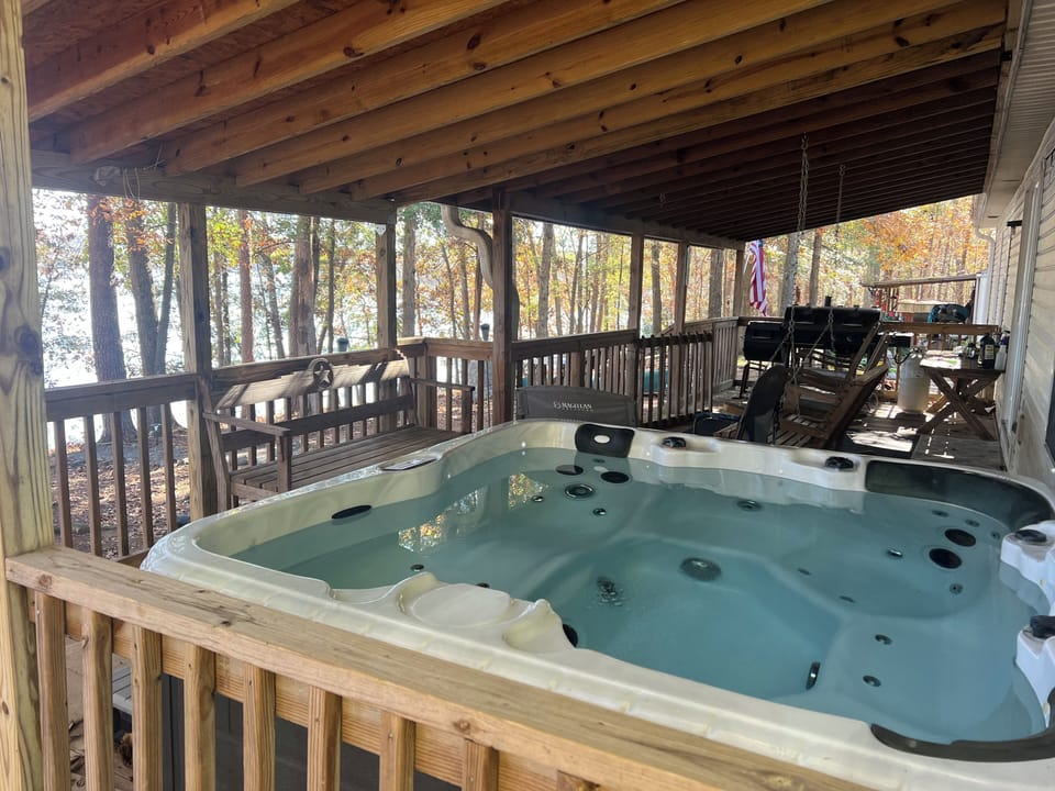 HOT TIUB with waterfront views and firepit views.  RELAX