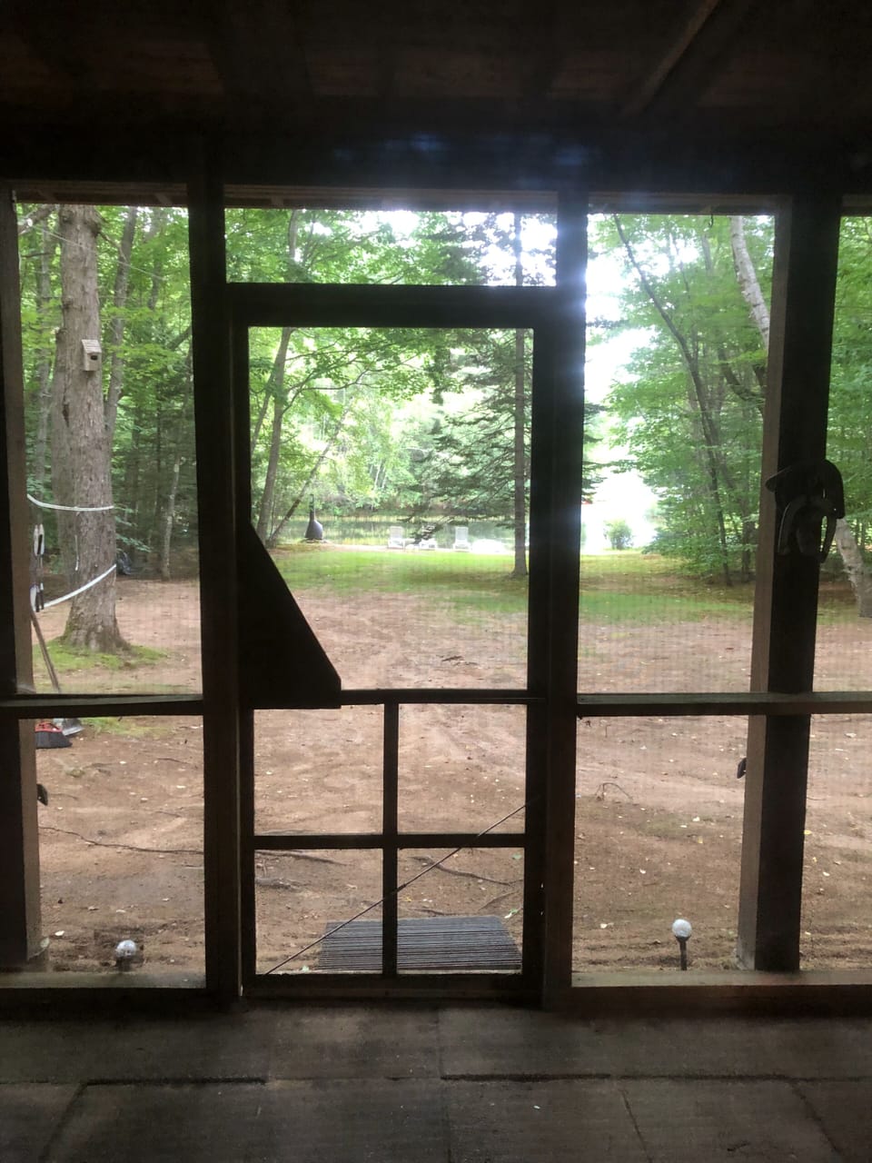 View from screen porch of private beach