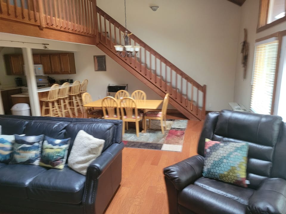 Smart TV, fireplace, DVD player, foosball