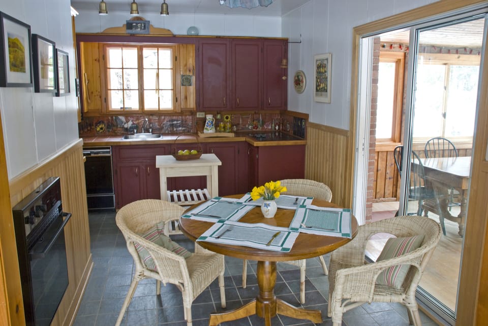 lovely, functional kitchen, custom backsplashes, slate floors, cooking equipment