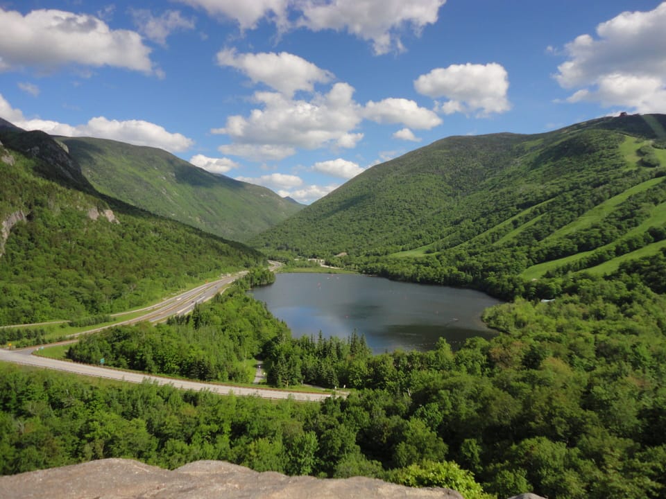 View of Cannon Mountain and Echo Lake- a ten minute drive from the house