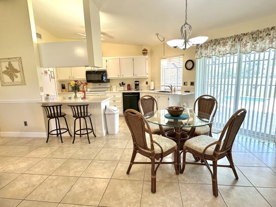 Well stocked kitchen with all that you need.  Conveniently located to dining rm