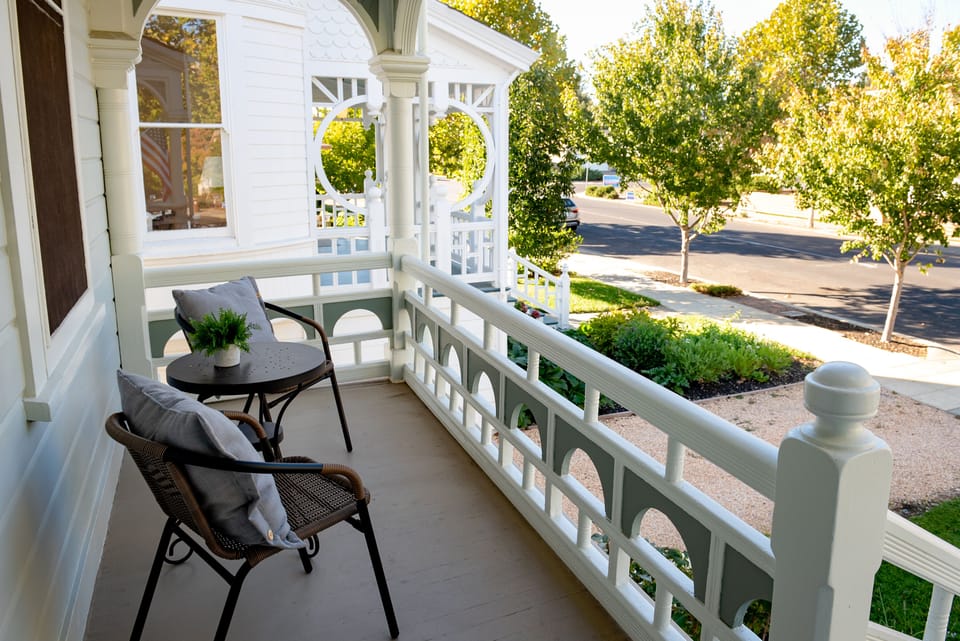 Porch with conversation seating set