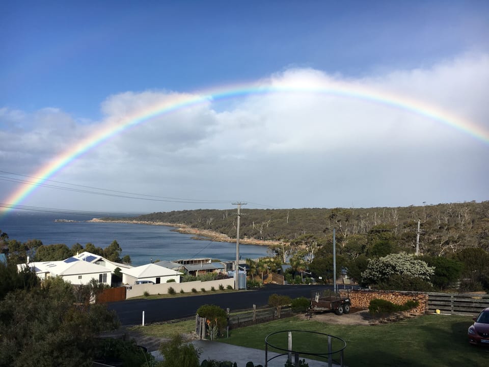 Rainbow over Skeleton Bay from the Deck