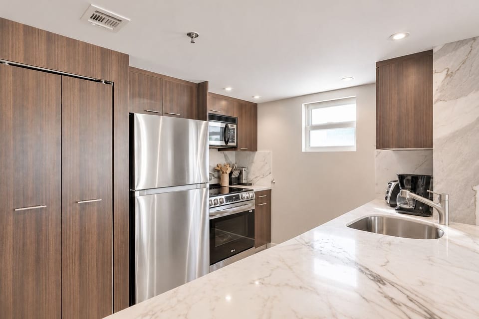 Cook a full meal with the fridge and stove right next to each other.