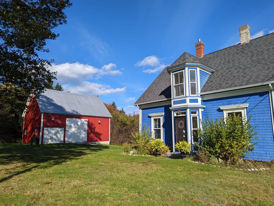 Blue House, Red Barn. 