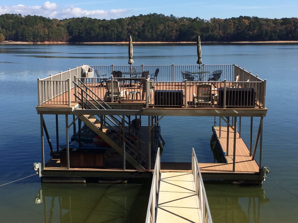 The Dock! Largest dock allowed on the lake with so much room for everyone