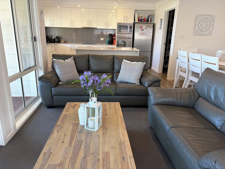 Living area overlooking deck