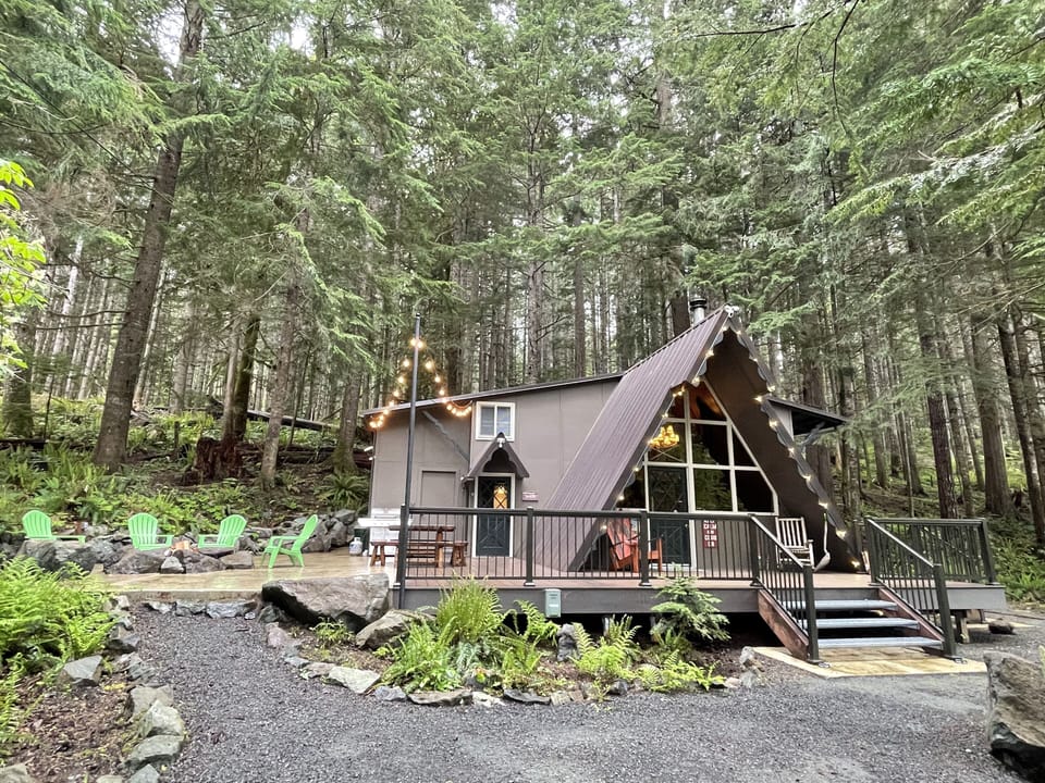 Chalet, Gifford Pinchot nationial forest in background.