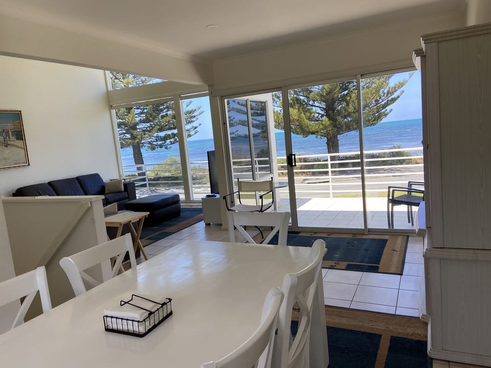 Dining area with fabulous views out to the sea