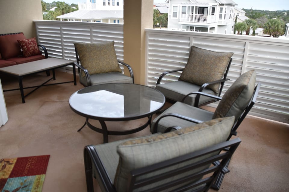 There are 3 balconies, 2 rooftop terraces and 1st floor deck with grill.