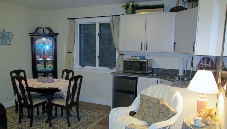 Dining room table can expand to seat six and great for laying out work projects.