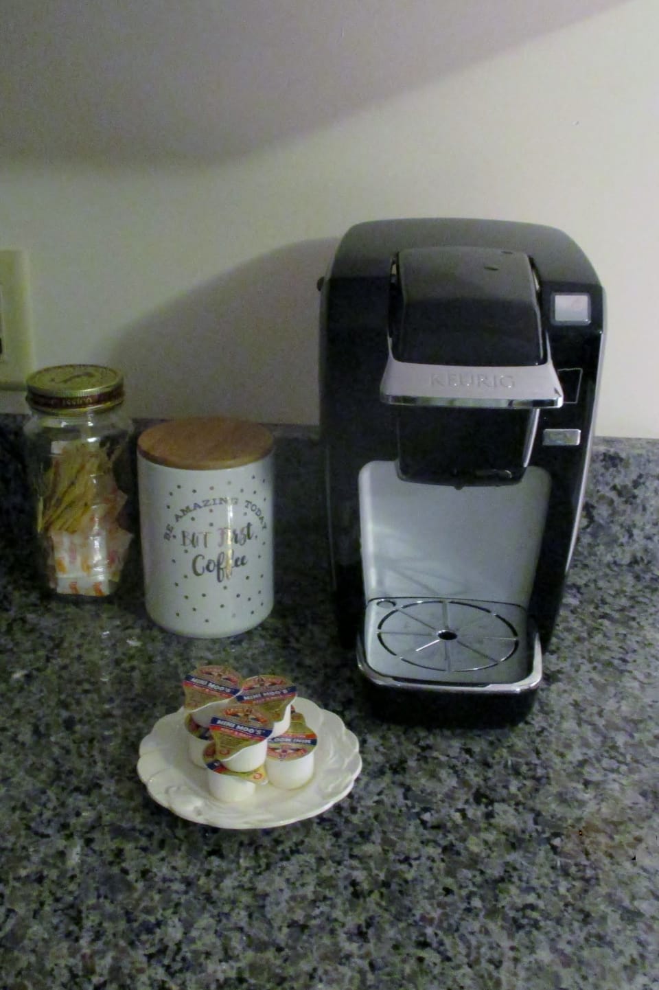 Good morning, we provide enough coffee and tea to get you started.  