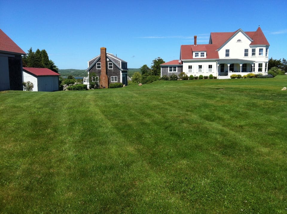 Private from the main house + former barns, its views are spectacular .