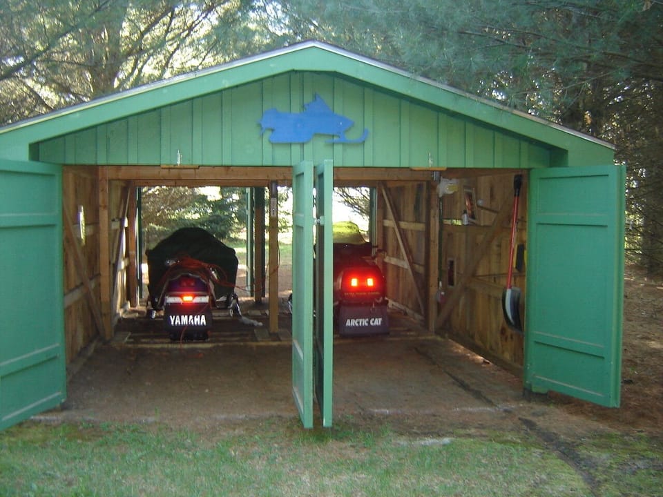 Snowmobile shed. On VAST trail.